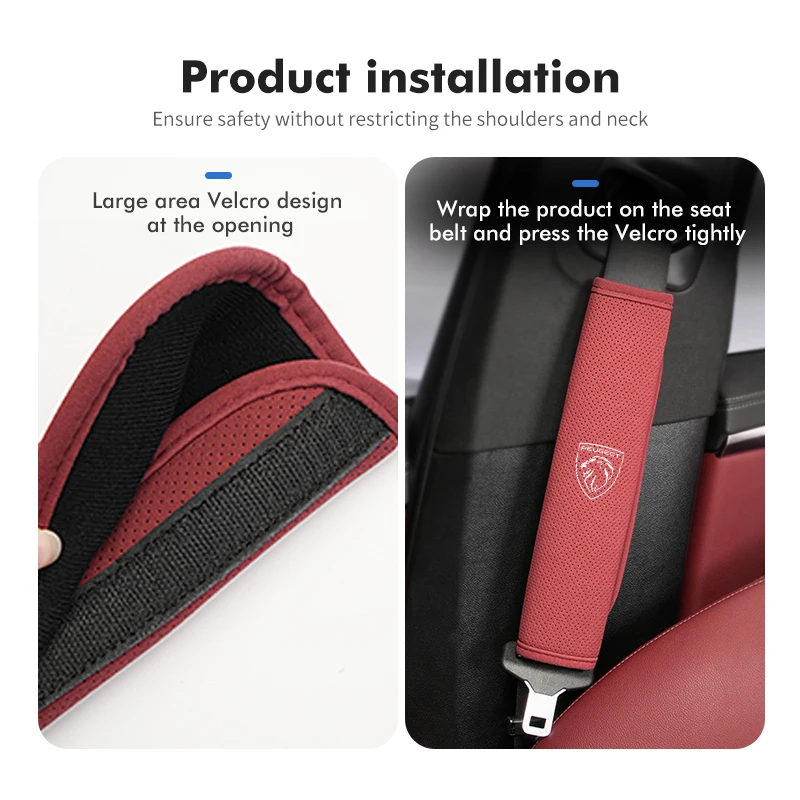 Car Seat Belt Cover Suede Shoulder Protection Padding Pad For Peugeot 307 308 206 207 208 407 508 5008 106 107 205 4008 301