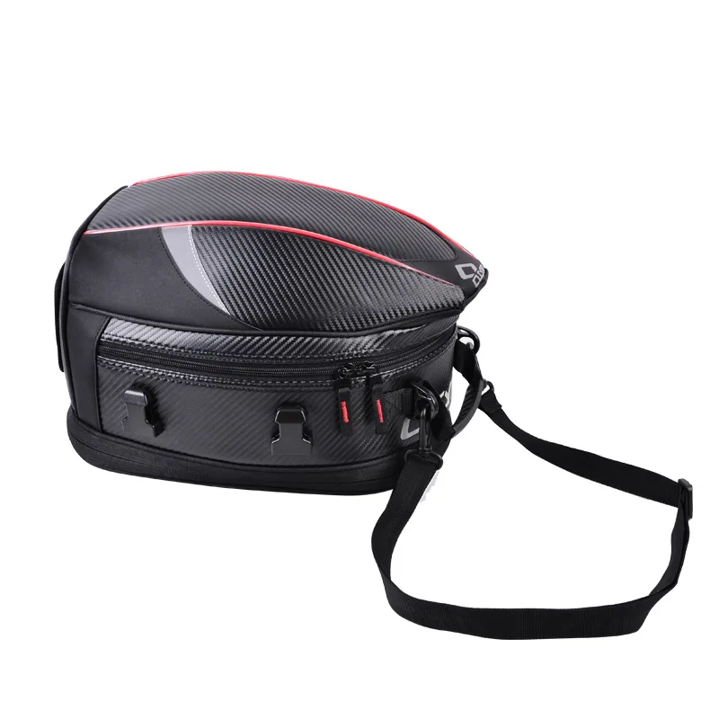 CUCYMA Motorcycle Rear Seat Tail Bag Expandable Large Capacity Carbon Fiber Luggage with Rain Cover for Touring Travel