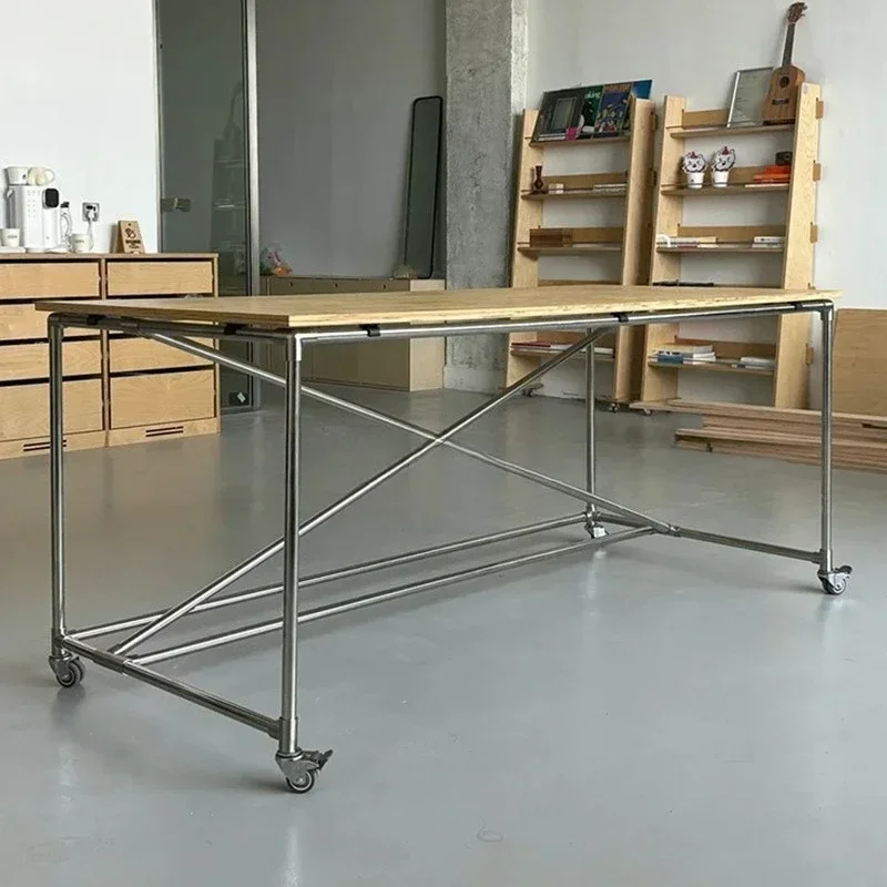 Ocean plate writing desk calligraphy painting table household desk stainless steel computer table modern simple workbench