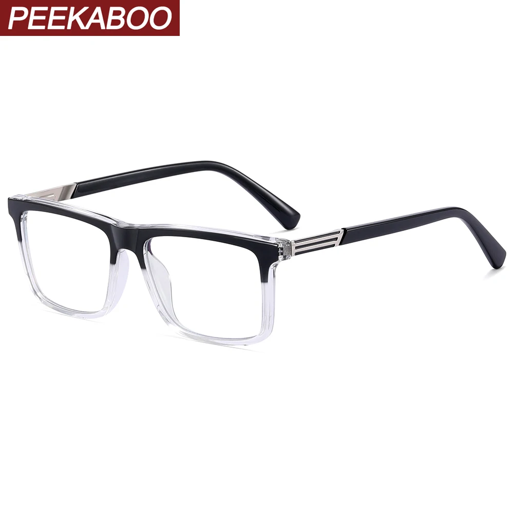 

Peekaboo male square glasses frame for men TR90 blue light blocking glasses fashion transparent black trendy accessories