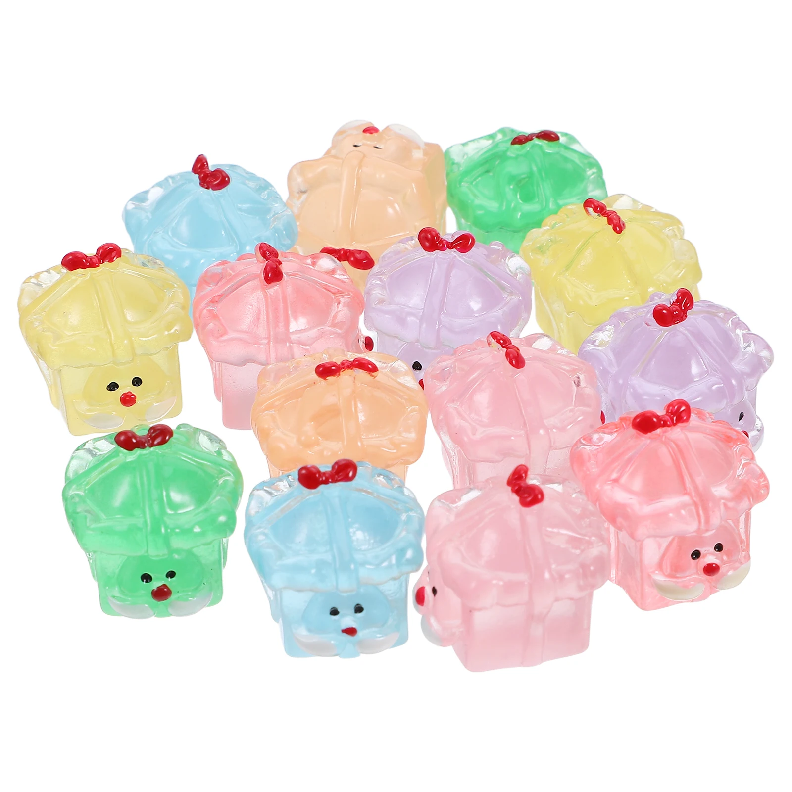 

14 Pcs Outdoor Luminous Christmas Micro Landscape Resin Santa Claus Decorations