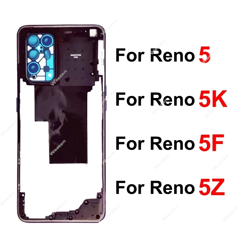 Środkowa obudowa do OPPO Reno 5 5K 5F 5Z 5G Środkowa osłona ramy z wymianą ramki obiektywu