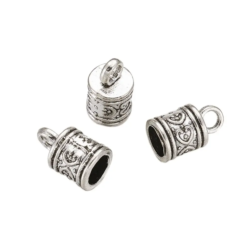 

Pandahall 100Pcs Alloy Cord Ends Terminators Antique Silver Color 16x9mm, Hole: 3mm; 6.5mm Inner Diameter.