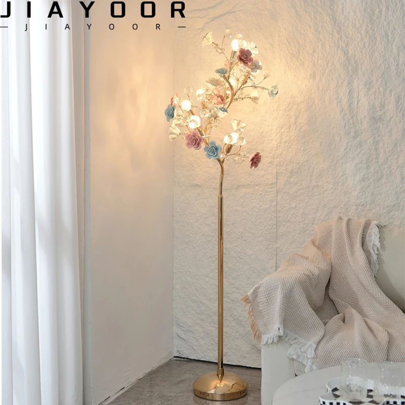 

Crystal Floor Lamp Living Room Sofa Decoration Tree Branches Light Luxury High-End Floors Lamp Bedroom Vertical 2023 New Model