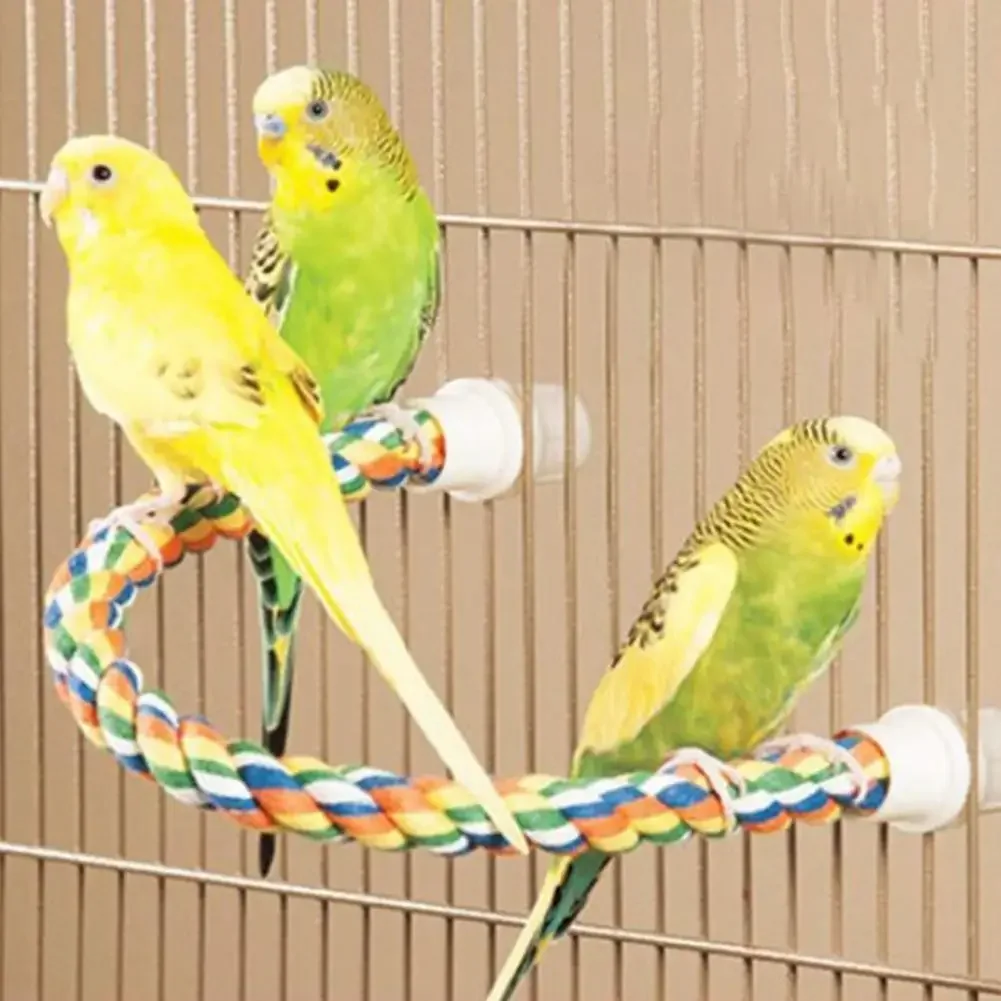 Bird Bite Toy Multi-color Parrot Standing Woven Rope Toy  Bird Chew Toy Bendable Pet Parrot Standing Perches  For Parakeet