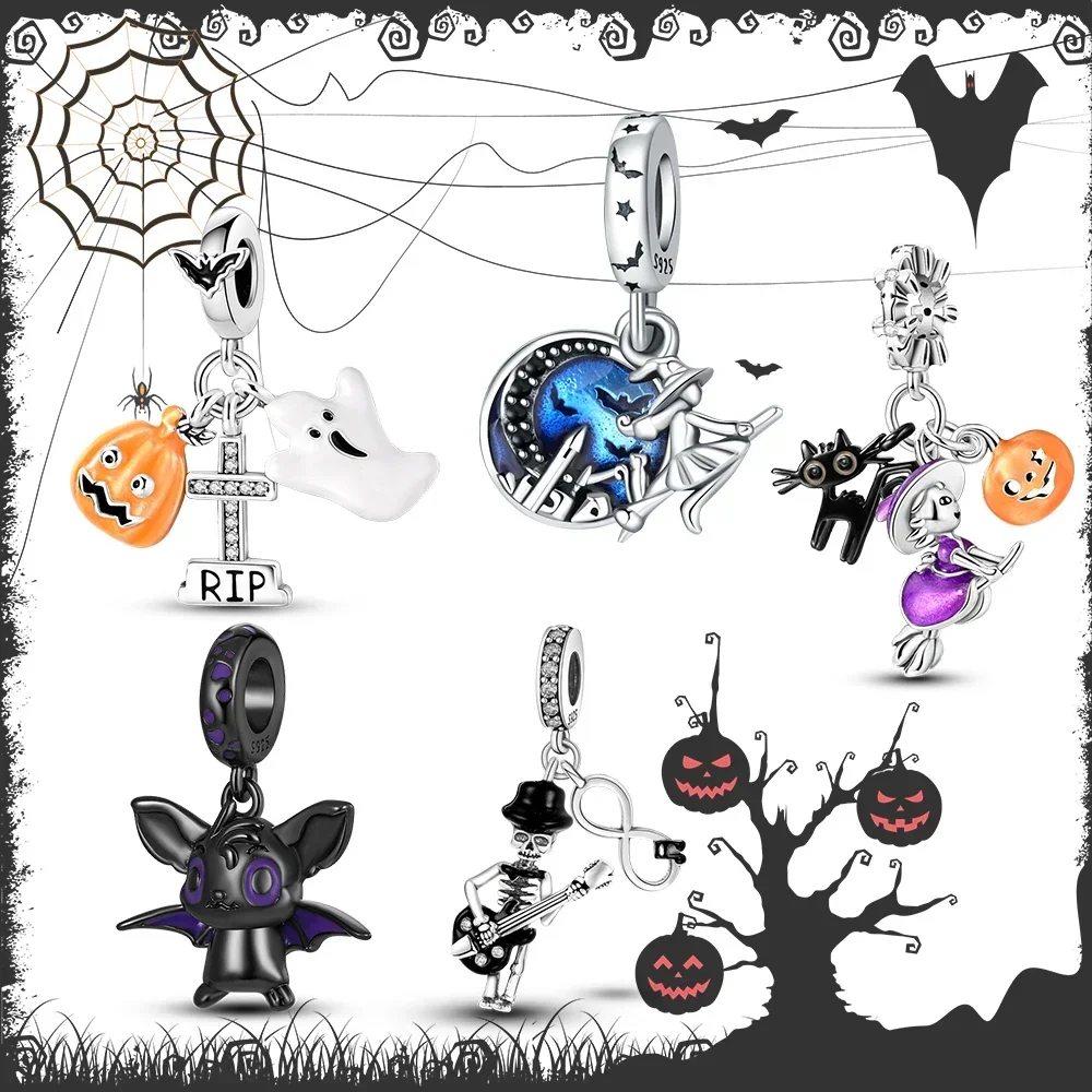 

925 Sterling Silver Halloween Pendant For Original 925 Bracelet Necklace Jewelry Making
