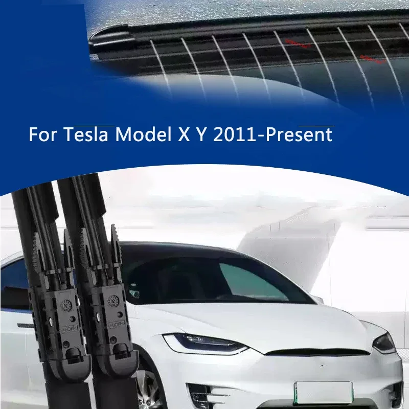 Car Custom Wet Arm Frameless Wiper Blades Front Windshield Water Spray Cleaning Auto Accessory For TESLA MODEL X Y 2011-2026