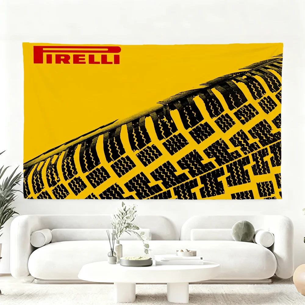Bandera con Logotipo P-Pirelli, Decoración Festiva para Interiores y Exteriores, Diseño Clásico, para Poste, Pared o Habitación