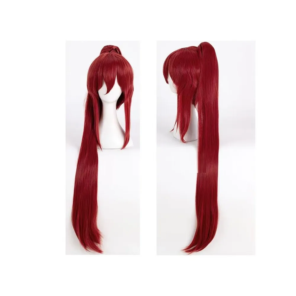 Disfraz de Anime Fairy Tail Erza Scarlet, peluca, tatuaje, pegatina, Tops, pantalones de pierna ancha, traje de Carnaval de Halloween para mujer