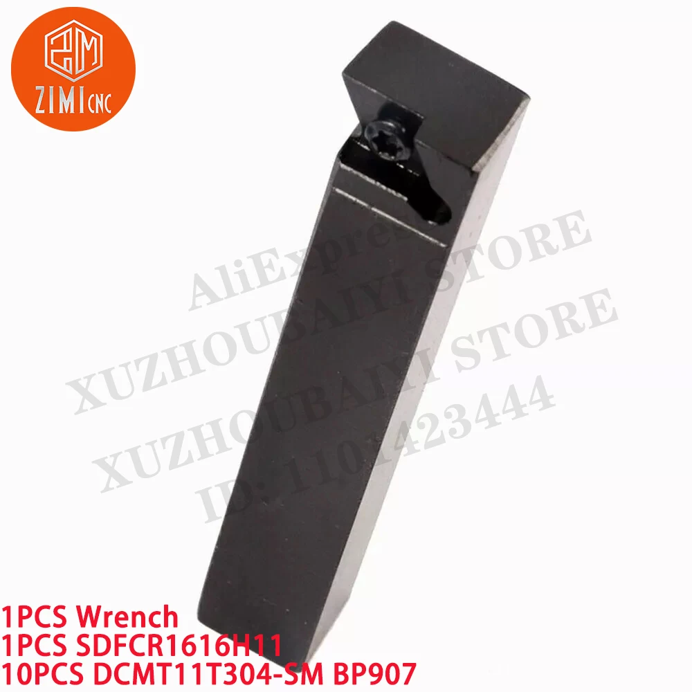1PCS SDFCR1616H11 Externe draaigereedschaphouder +10 stuks DCMT11T304-SM Carbide-inzetstukken CNC-gereedschap metaaldraaibank mechanisch snijgereedschap
