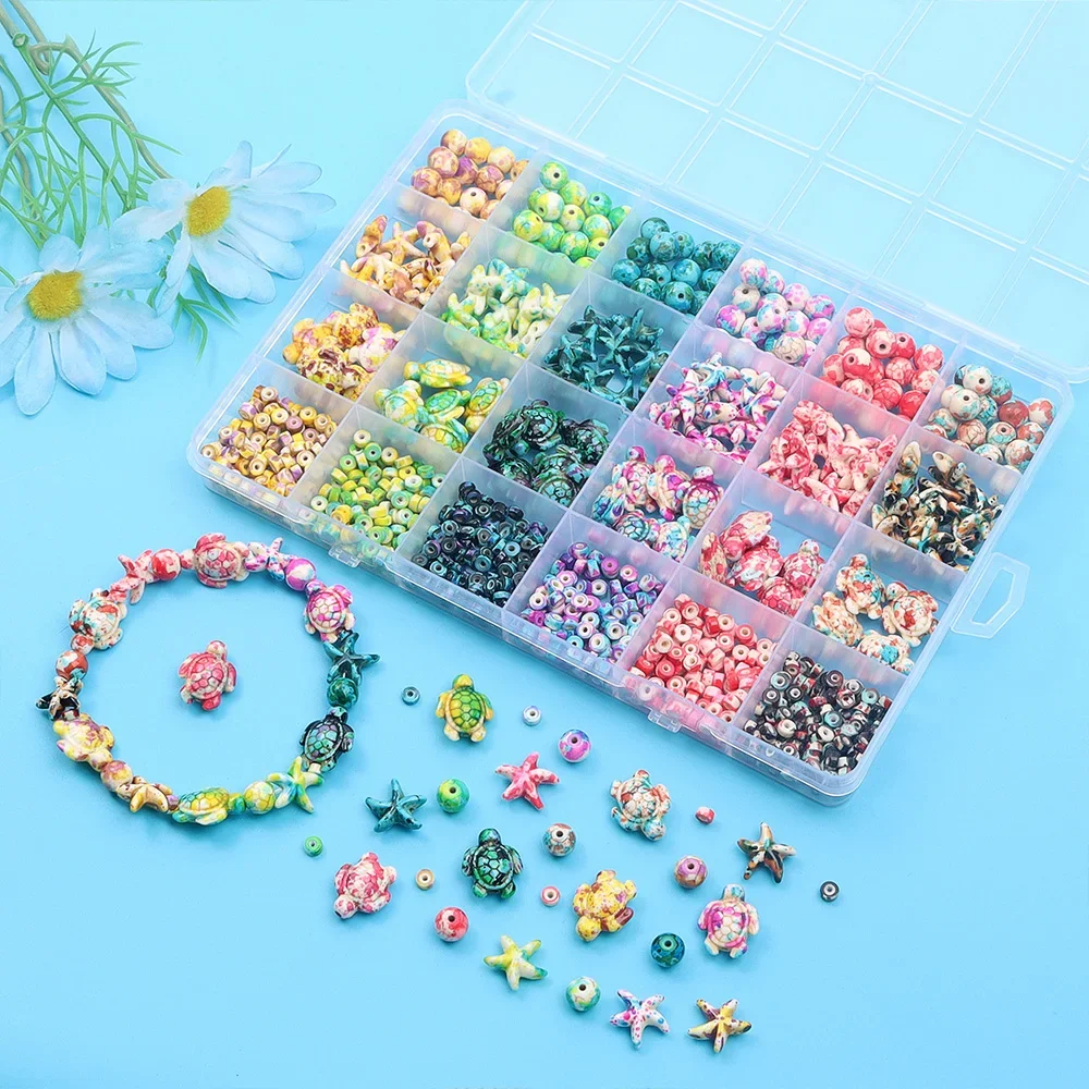 

6/46/558pcs Multi-color Turquoise Ocean Series Beads and Jewelry Making Kit, Used for DIY Bracelet, Necklace, and Jewelry Making