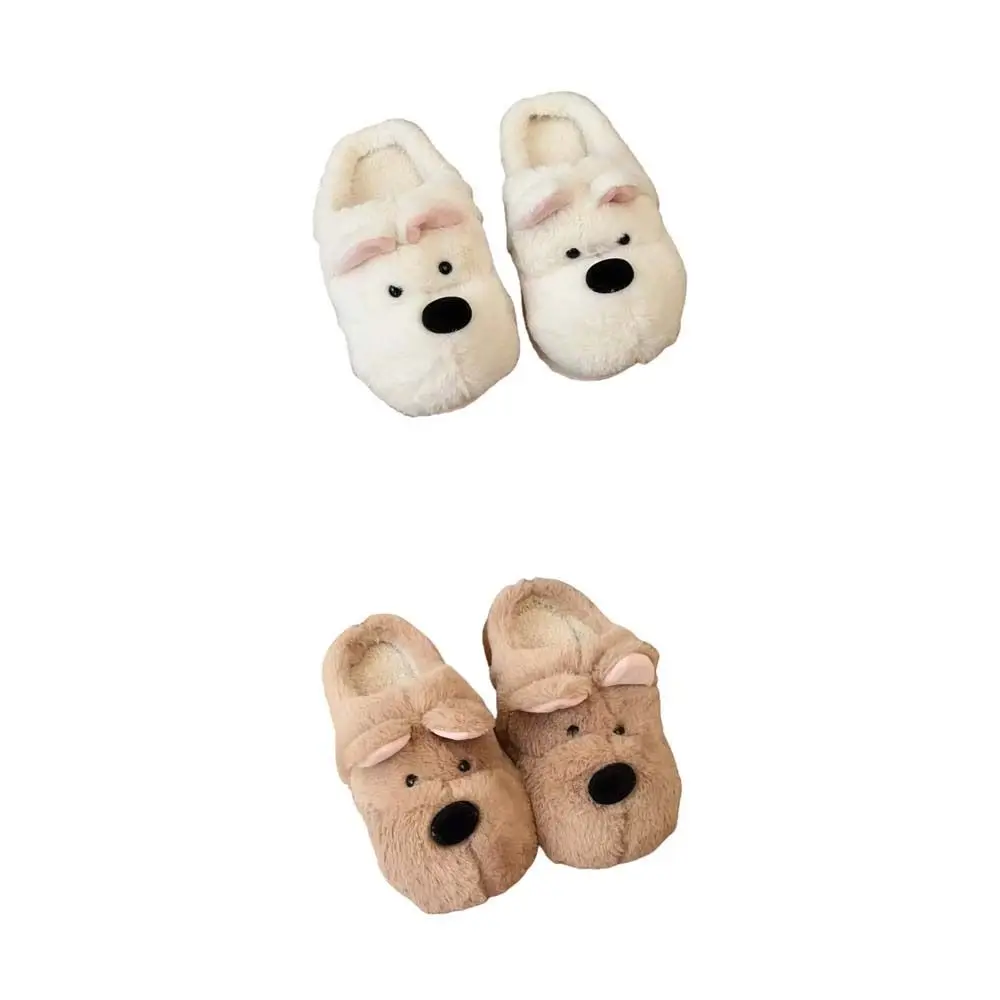 رقيق الشتاء جرو نعال قماش المرتفعات الغربية الكلب الكرتون الدافئة نِعال من الفراء سميكة سوليد طالب Y2K شبشب كلب #6