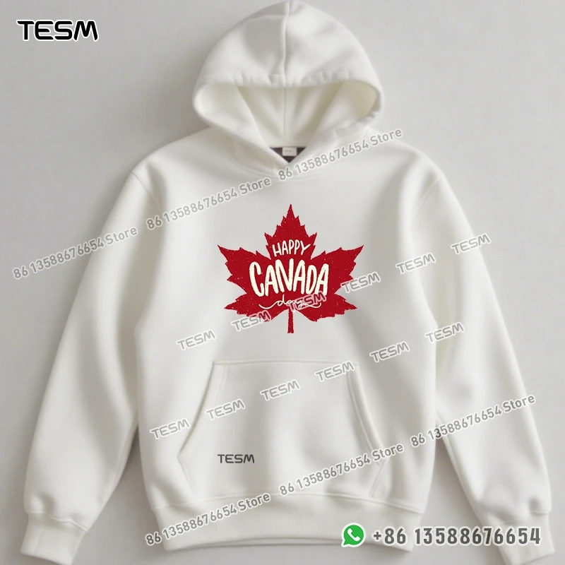 TESM Men Women Hoodie Maple Leaf Print Trendy Sweatshirt Parent-child Sports Top Party Pullover Long - Sleeves