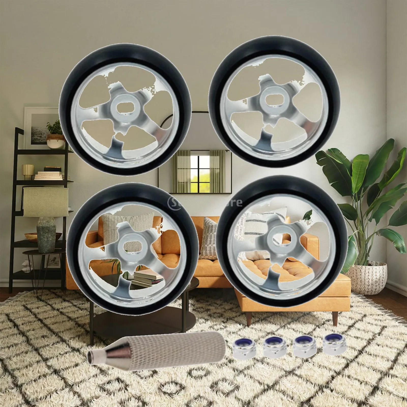 

4 Pieces Wheel Rims RC Car Tires Sturdy Eays to Install Replacement Wheel Hub for K969 K979 1:28 RC Accessory Vehicle