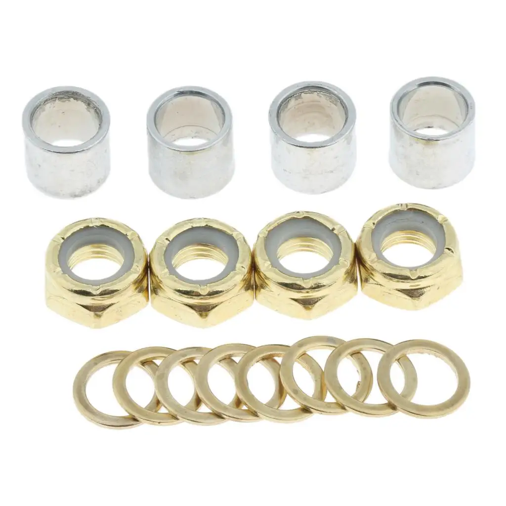 

4X Pack of 16 Bearing Spacer Nuts Axle Washers Spacers Cruiser Golden