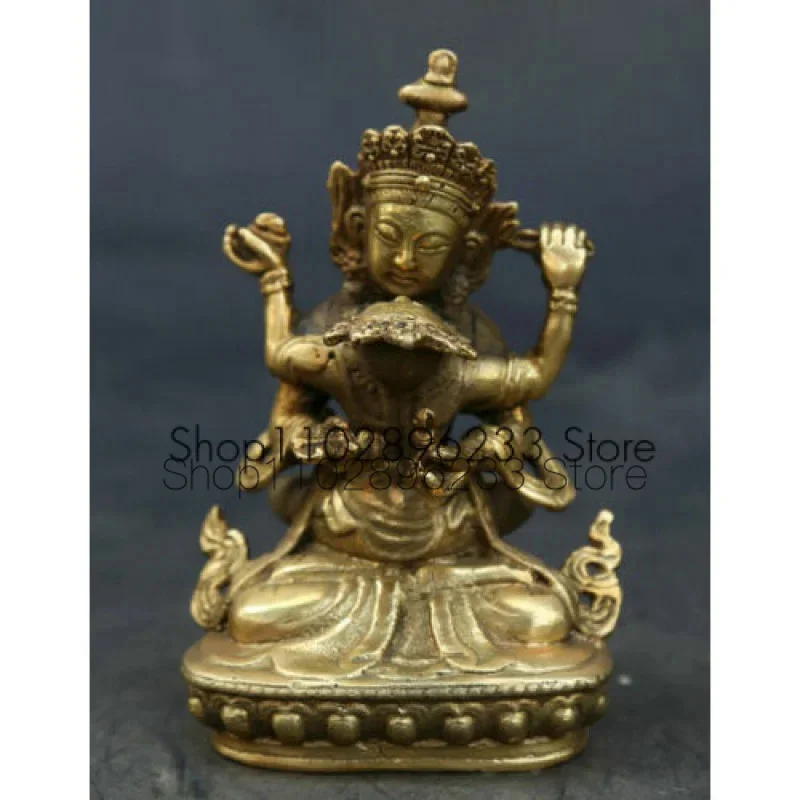 

4.3"Collect Tibet Tibetan Buddhism Bronze Gild Mandkesvara Yab-Yum Buddha Statue