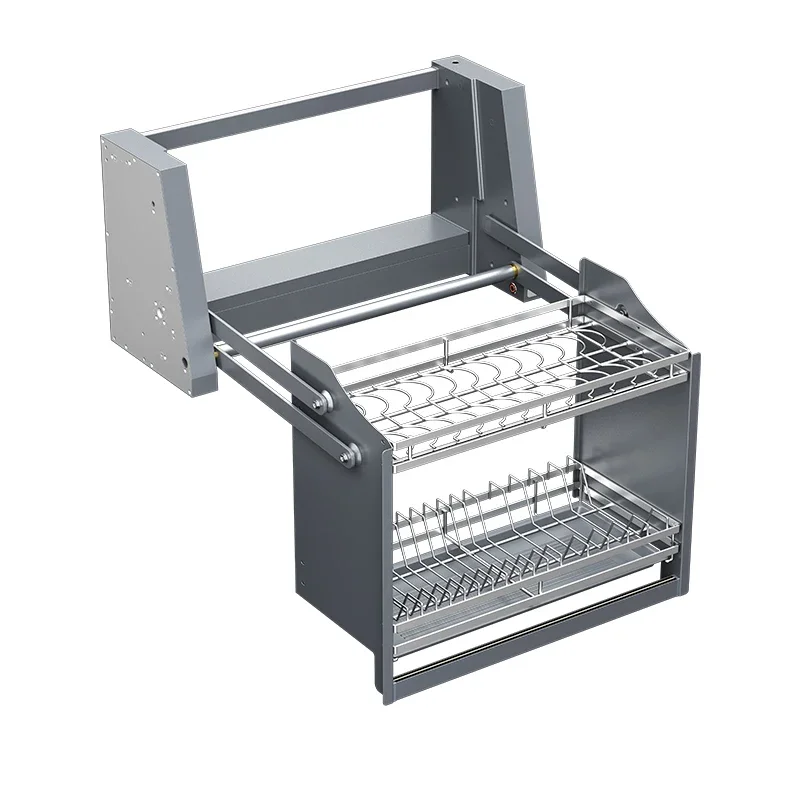 

Kitchen Cabinet Accessories Pull Down Cabinet Organizer Large Capacity Double Layer Electric Lift Dish Rack