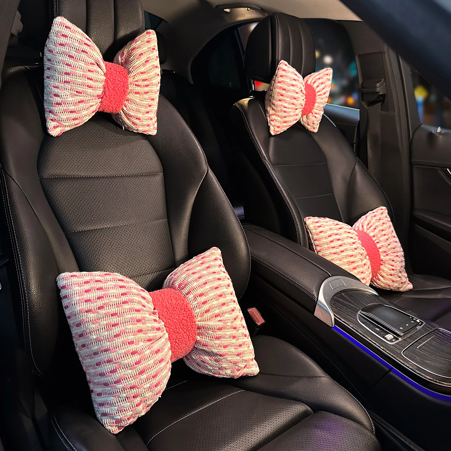 

New Bowknot Car Headrest Pillow Lovely Auto Seat Head Support Neck Protector Cushion Plush Automobiles Lumbar Rest Car Kits