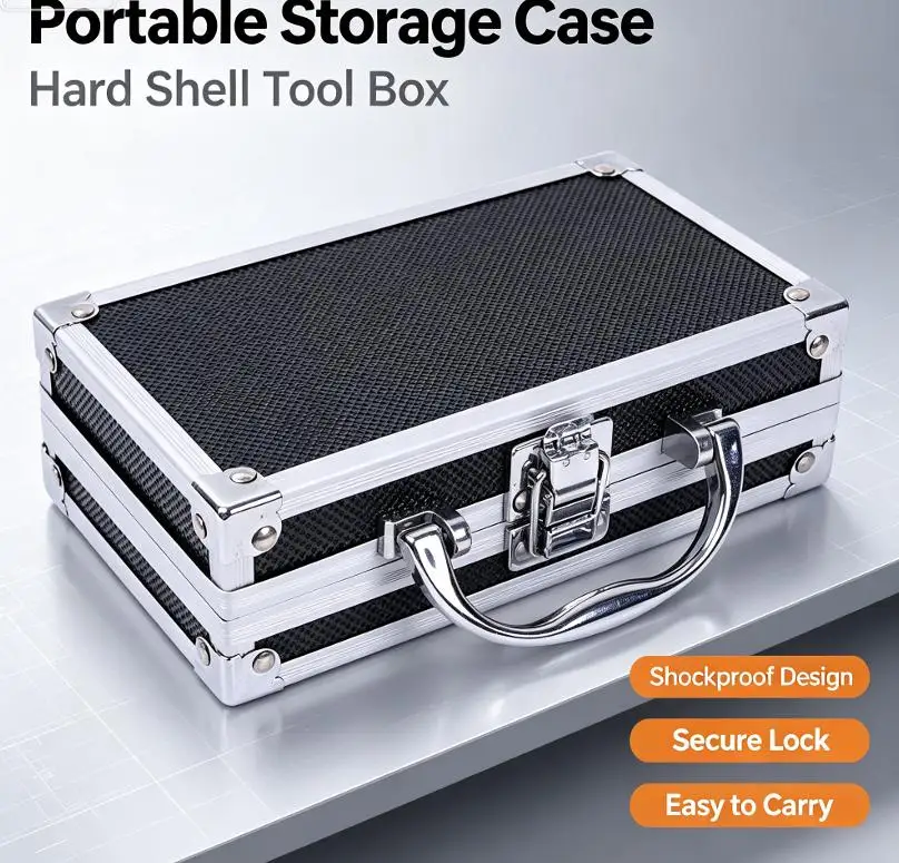 Shockproof Aluminum Alloy Tool Box Water Resistant Durable Storage Box for Outdoor Garden Repair Work