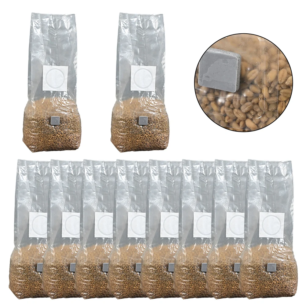 10pcs Filter Patch Autoclaving Mushroom Bag With Self-Healing Injection Port Farm Sterilized Hydrated Grain Bags