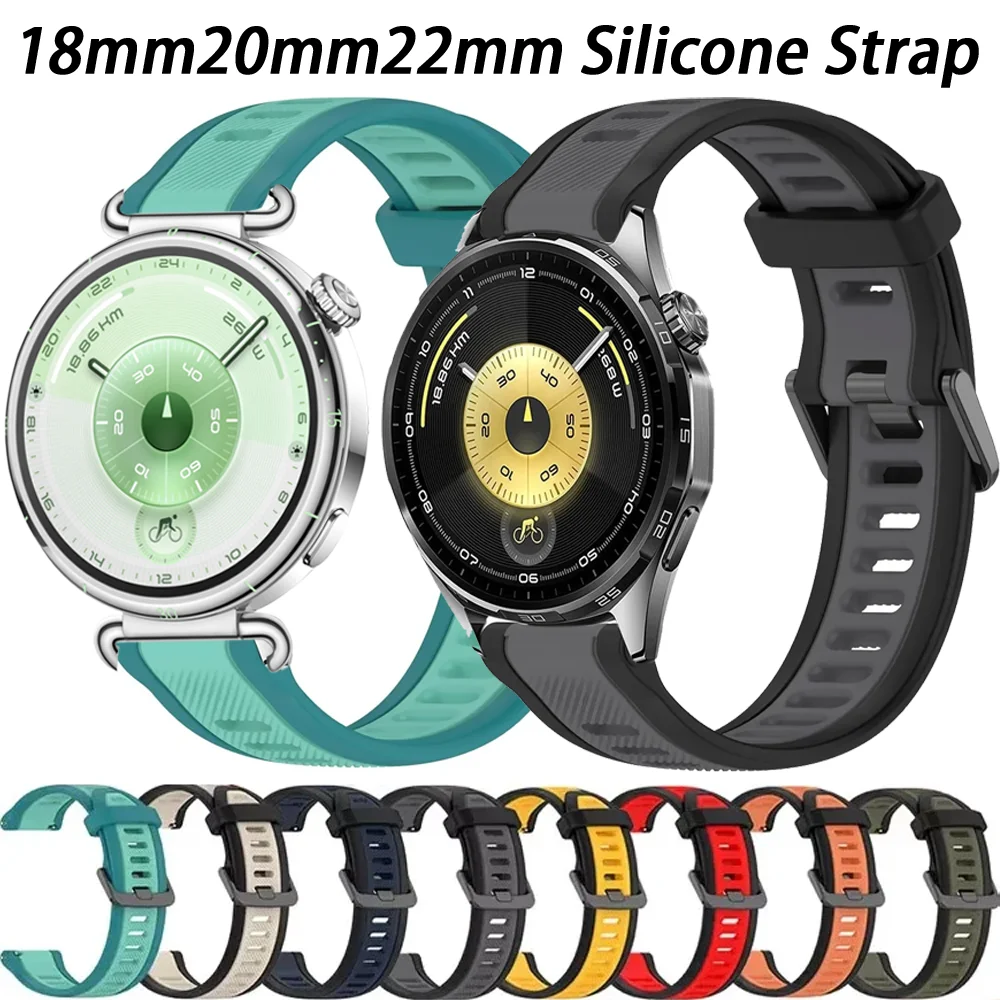 화웨이 워치 GT6/GT5/GT4 46mm 41mm, GT6 Pro 46mm, 삼성 워치 7 6 5 4, 가민 포러너 265S용 18mm 20mm 22mm 실리콘 스트랩