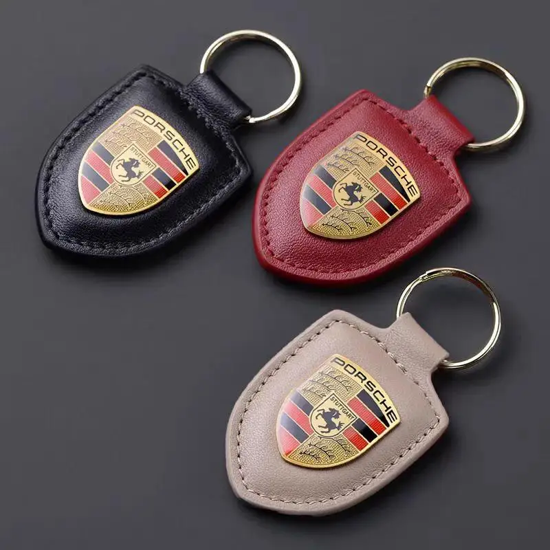 PU Leather Car Keychain Key Ring for Porsche Boxster Cayman Cayenne 911 Macan Panamera Accessories Car Styling