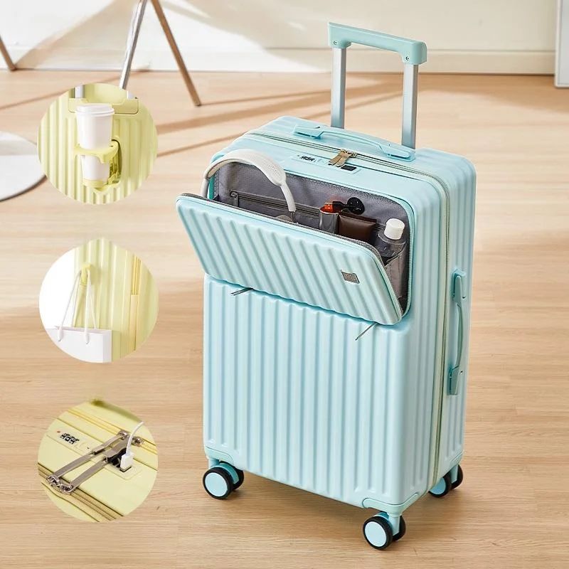 Large Capacity Aluminum Frame Luggage Bag Multi-Function Front Opening Carry-On Suitcase Durable Travel Bag with Password image 3