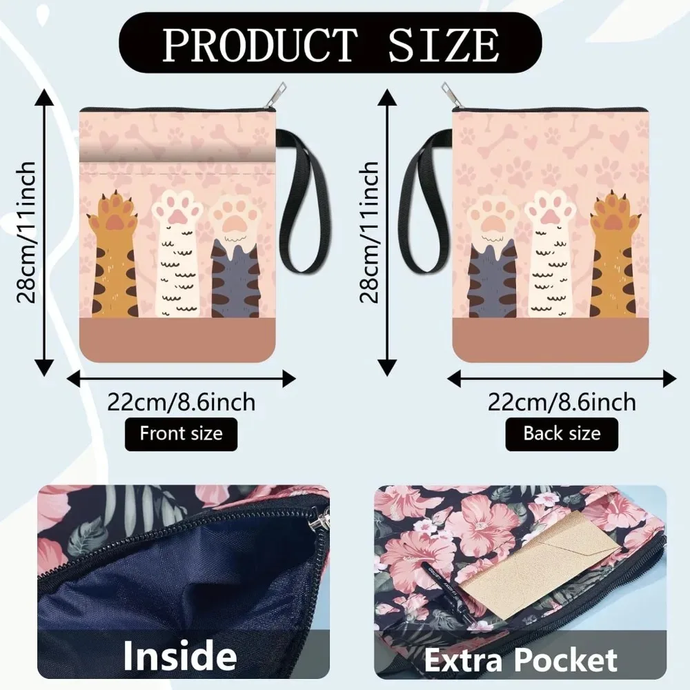 Cat Claw Book Sleeve Book Covers with Zipper 11 X 8.7In Book Protector for Paperback Washable Fabric Cloth Extra making kit