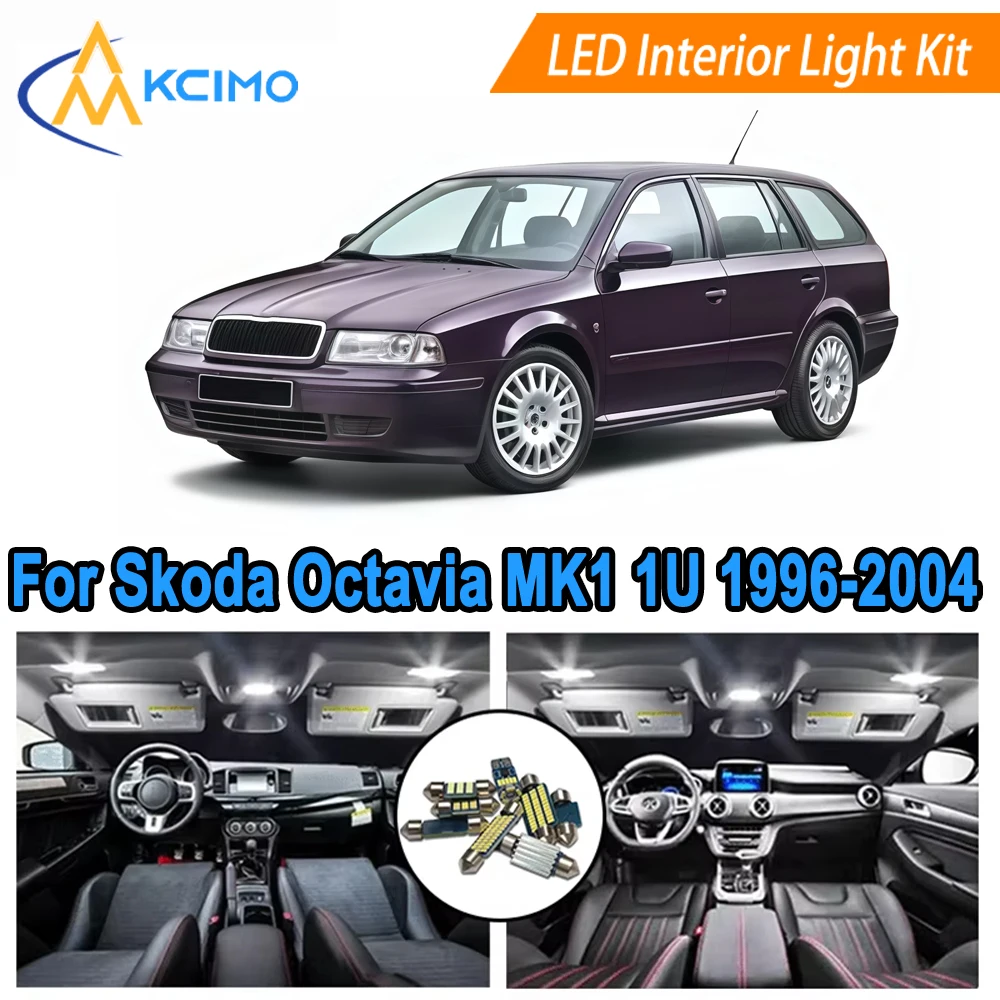 

Cool White 6000K LED Interior Bulbs For Skoda Octavia MK1 1U (1996-2004) Car Bulb Dome Map Door Lights Replacement Plug and Play