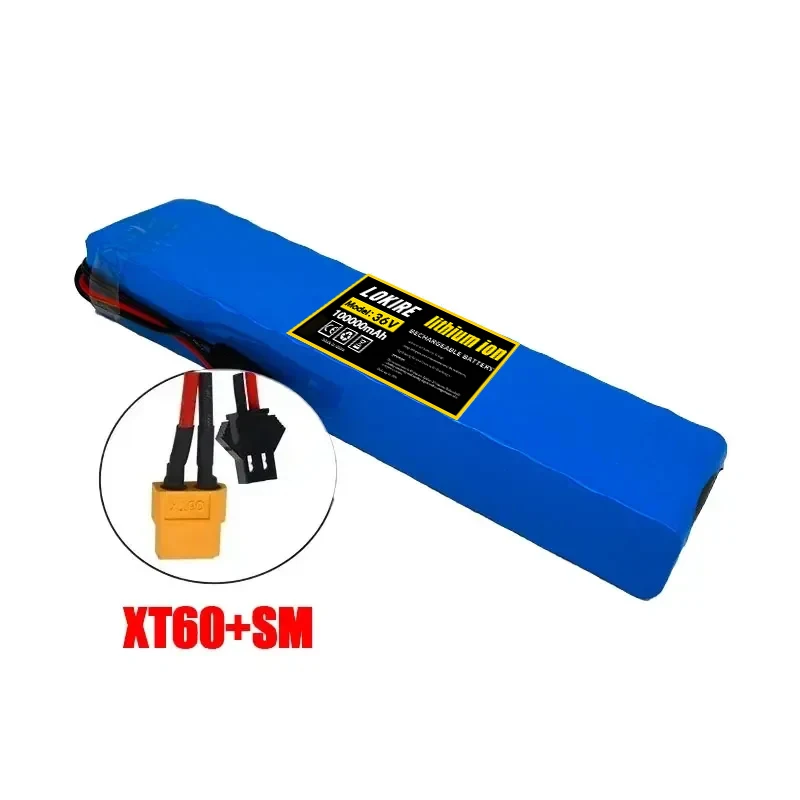 36V 100Ah 18650 wiederaufladbarer Lithium-Akku 10S3P 1000W mit BMS für Fahrrad- und Roller-Akkupack + Ladegerät
