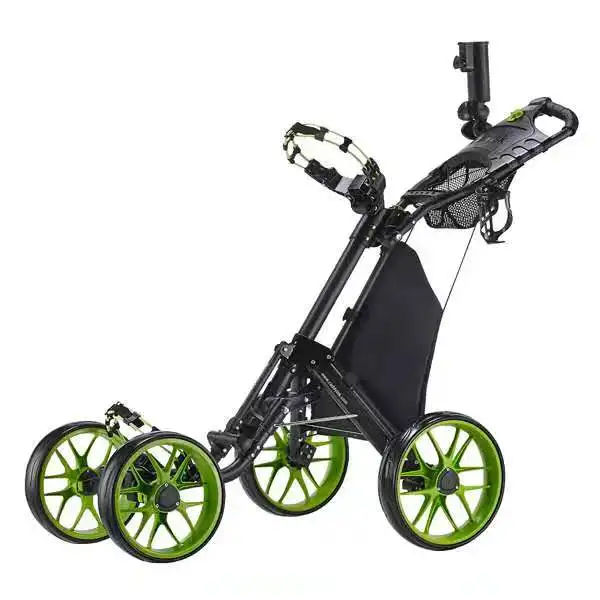 

New 4 Wheel Golf Push Cart Golf Trolley with Foot Brake and Umbrella Holder