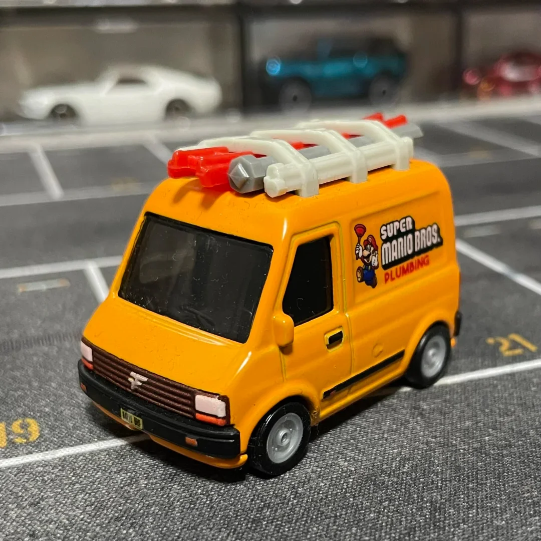 عجلات ساخنة أصلية 1:64 دييكاست سيارة سوبر ماريو سباك فان سبيكة مخصصة تحصيل نموذج سيارة ألعاب أطفال هدايا للأولاد