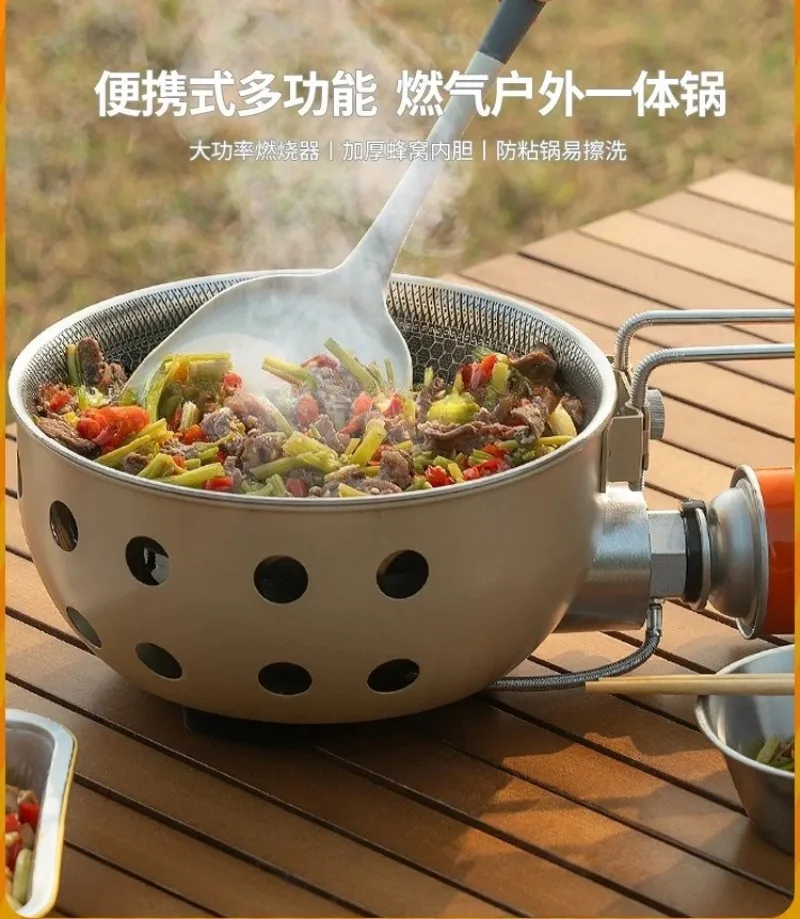 camping integrated pot new cassette stove portable stove camping cookware