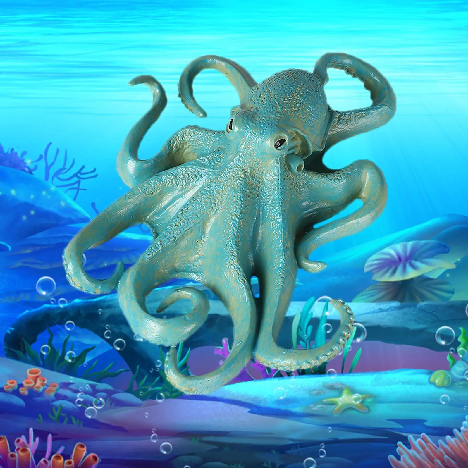 Ocean Animal Octopus Model Figures Playset Plastic for Desktop Decoration Blue Octopus A