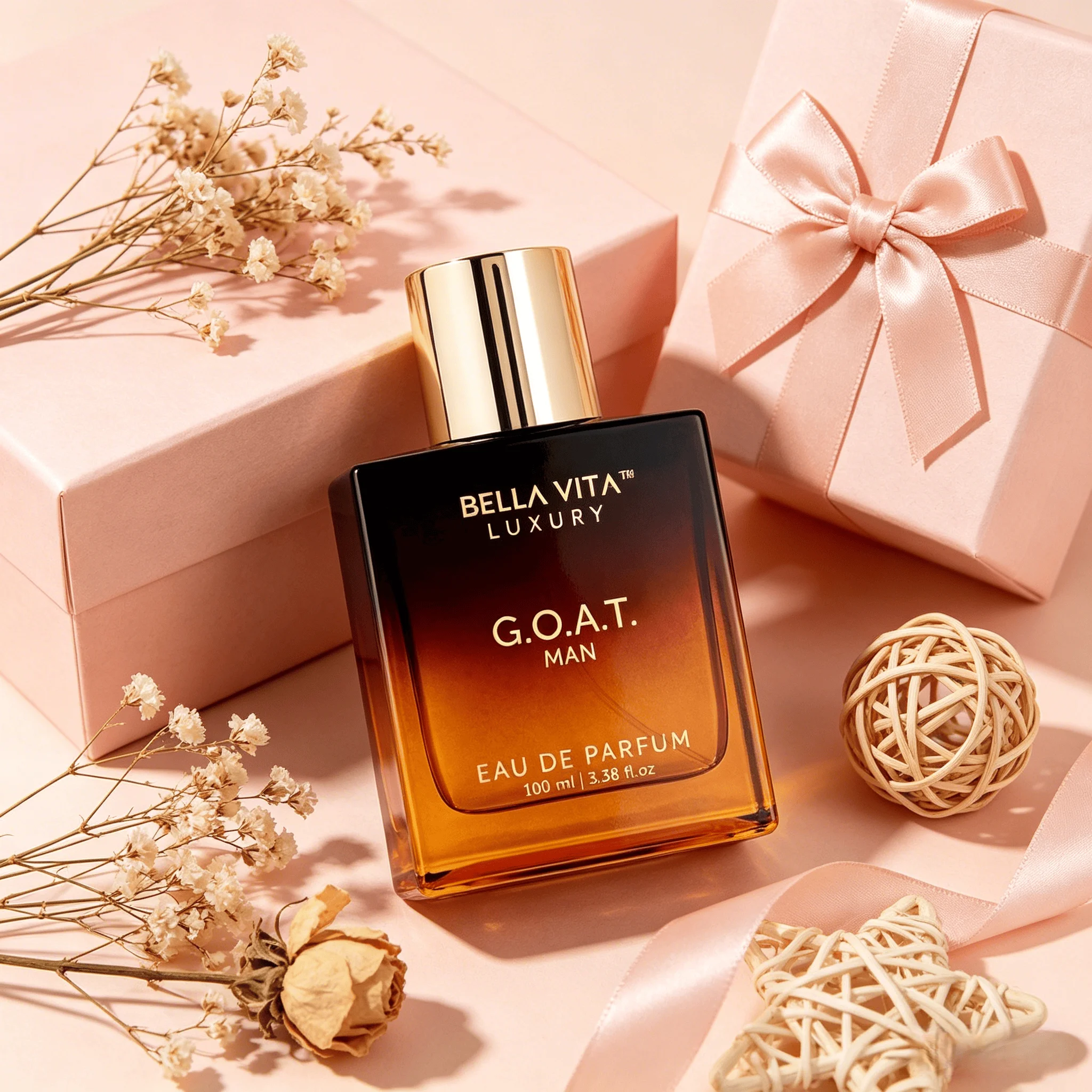 BellaVita G.O.A.T. Luxury Eau De Parfum for Men, Organic Natural Bergamot Lavender Fragrance, 3.4oz Daily Grooming Essential