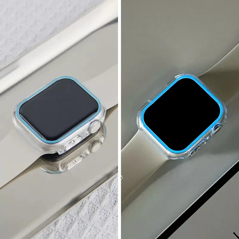 Y2K Clear Luminous Light Change Case Cover do Apple Watch Case 49 mm 45 mm 40 mm 44 PC Bumper Protective Frame do iWatch 9 8 7 SE