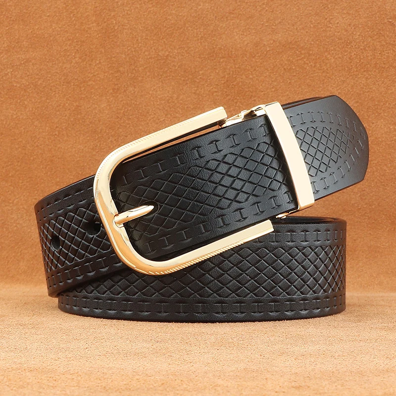 Designers famous luxury big pin buckle high quality genuine leather waist strap fancy vintage jeans cintos masculinos