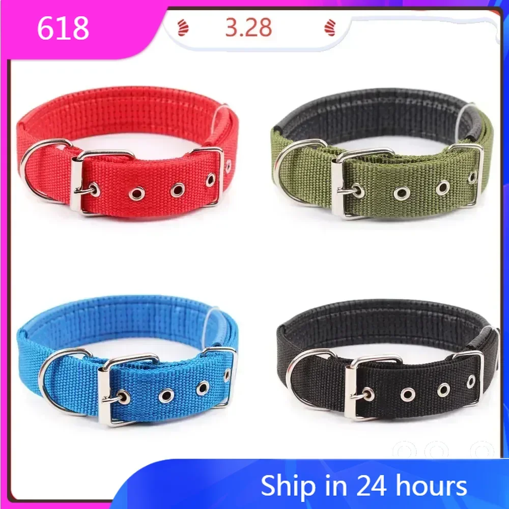 

5 size Comfortable Adjustable Nylon Strap Dog Collar For Small And Big Pet Dog Cat Collars 8 Color Red/Blue/Black/Green