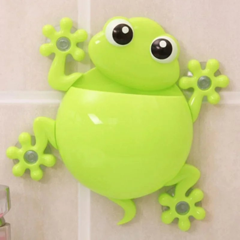 Animal Frog Toothbrush Holder Family Set Wall Bathroom Hanger Suction Wall Mount Suction Cup Toothpaste Storage Rack For Child