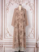 Robe de luxe musulmane du Moyen-Orient pour femmes, Abaya perlée arabe pour l'Aïd, Jalabiya de fête islamique pour femme, Robes turques, Caftan marocain 3