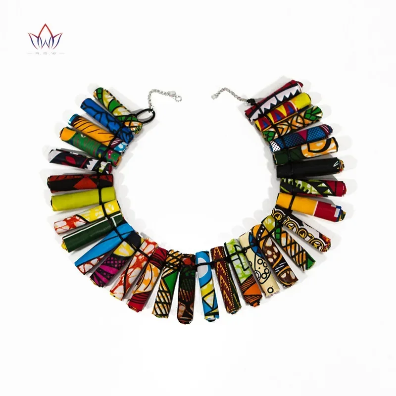 Unique African Women Jewelry Pure Handmade Statement Necklace Africa Printed Wax Fabric Accessories Necklaces WYA30