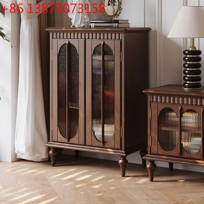 

Американский боковой шкаф для хранения вещей, высокий боковой шкаф из цельного дерева, высококачественный шкафчик во французском стиле ретро