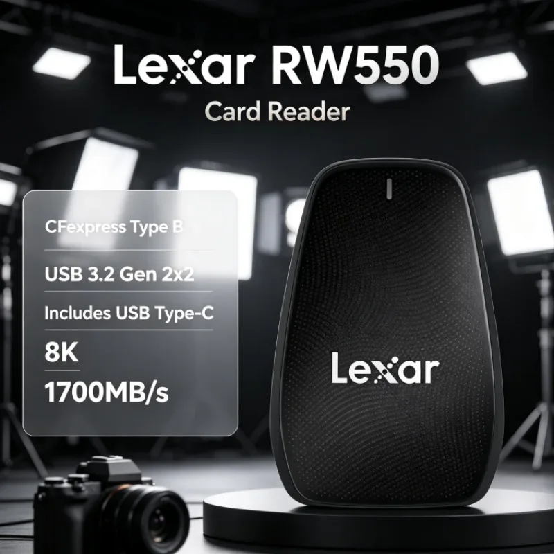 Lexar RW550 USB 3.2 Gen 2x2 8K 20Gbps USB Type-C CFexpress Type B Reader 1700MB/s CFexpress Card Reader for Data Transfer