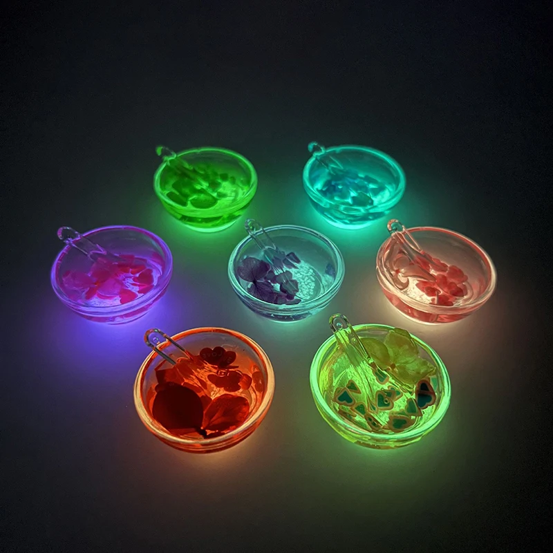 1PC Simulation Fine Sparkling Luminous Petals Simi Dew Bowl Dollhouse Miniature Kitchen Food Accessories DIY Decoration Toys