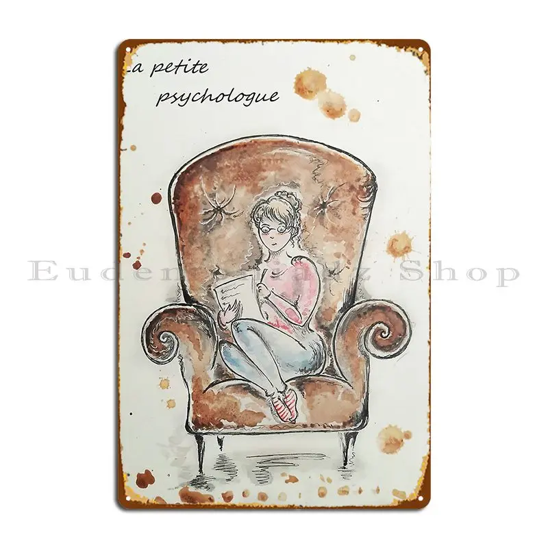 Cartaz de estanho para Wall Decor, Placa metálica para festa e bar, La Petite Psychologue, Caverna e Cartaz