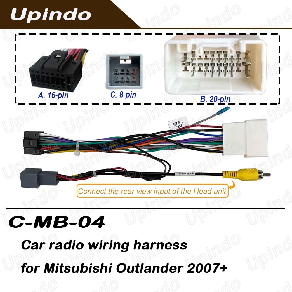 Android Car Radio Wiring Harness Power Cable Adapter For Mitsubishi Outlander - Aftermarket Installation