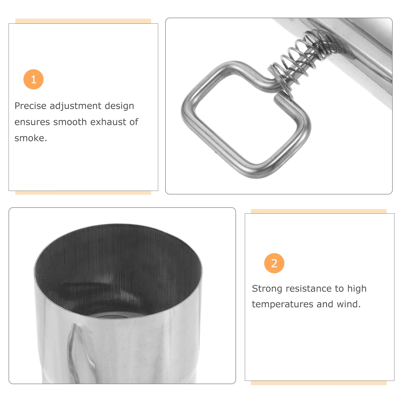 Tubo de escape de estufa al aire libre de 60mm, chimenea de acero inoxidable con Control de amortiguador para escape de ventilación, senderismo, Picnic, patio trasero