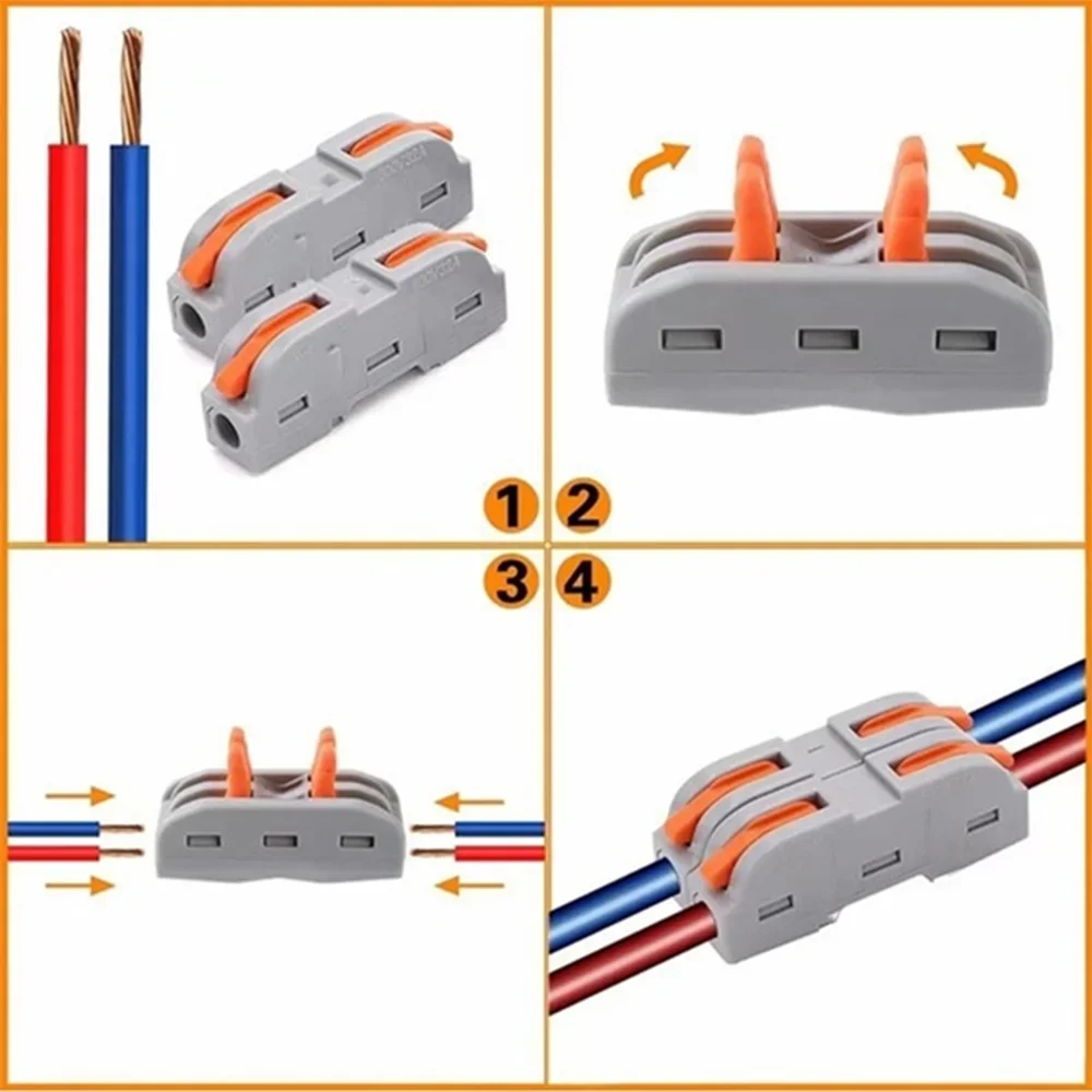 Wire Connector Lever Nut Electrical Terminal 28-12AWG Quick Splice Reusable Compact Modular For DIY Wiring Flame Retardant Pro