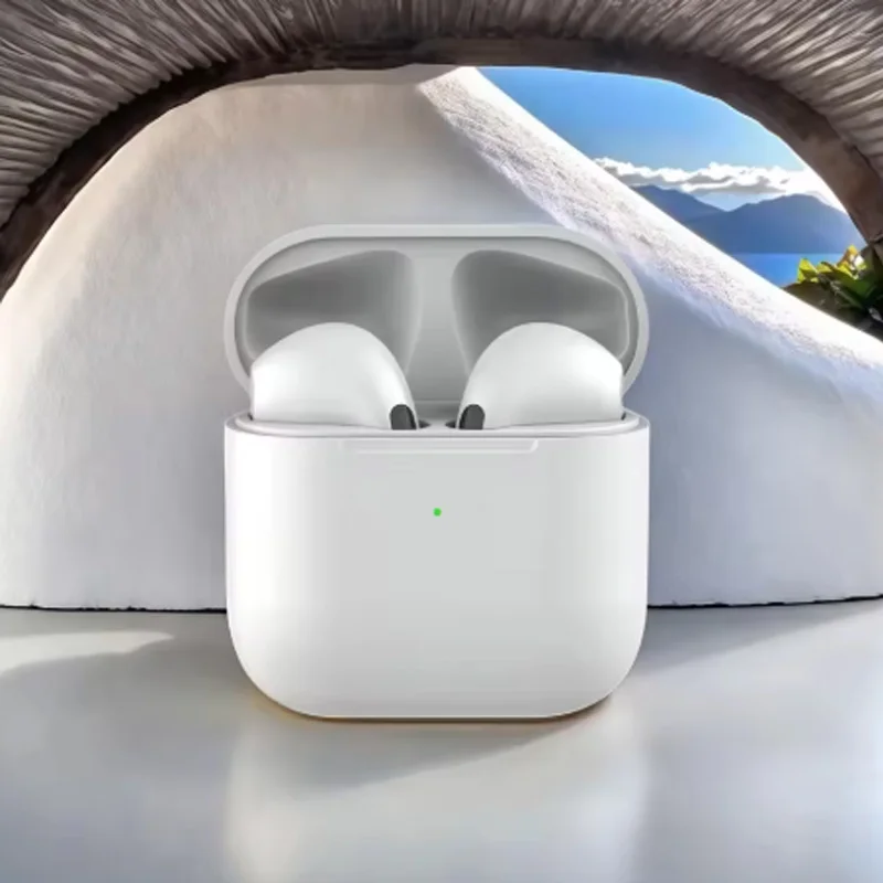pro4-Wireless headphones with noise cancellation, in-ear type, equipped with a charging case, high-fidelity stereo sound.