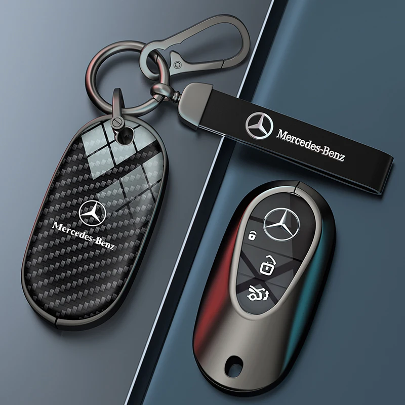 Leather Car Key Case For Mercedes Benz C /S Class W223 W206 S350L S400L S450L S500L 2022 2023 Fob Suede Protector Accessories